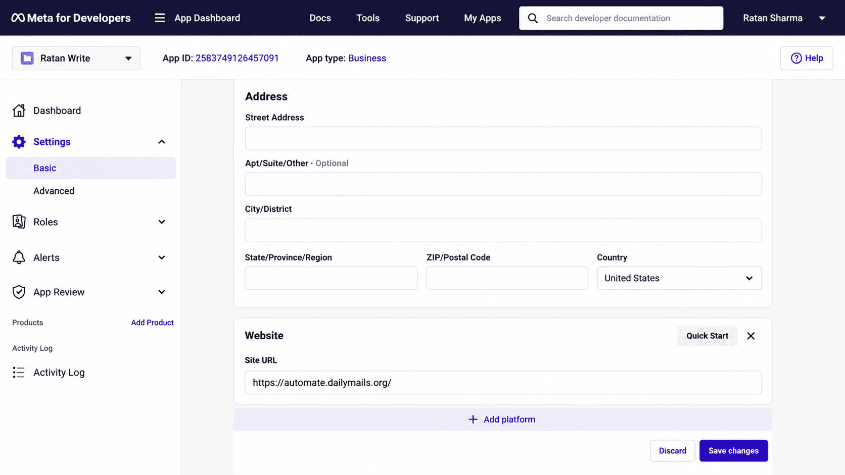 visual of adding website url