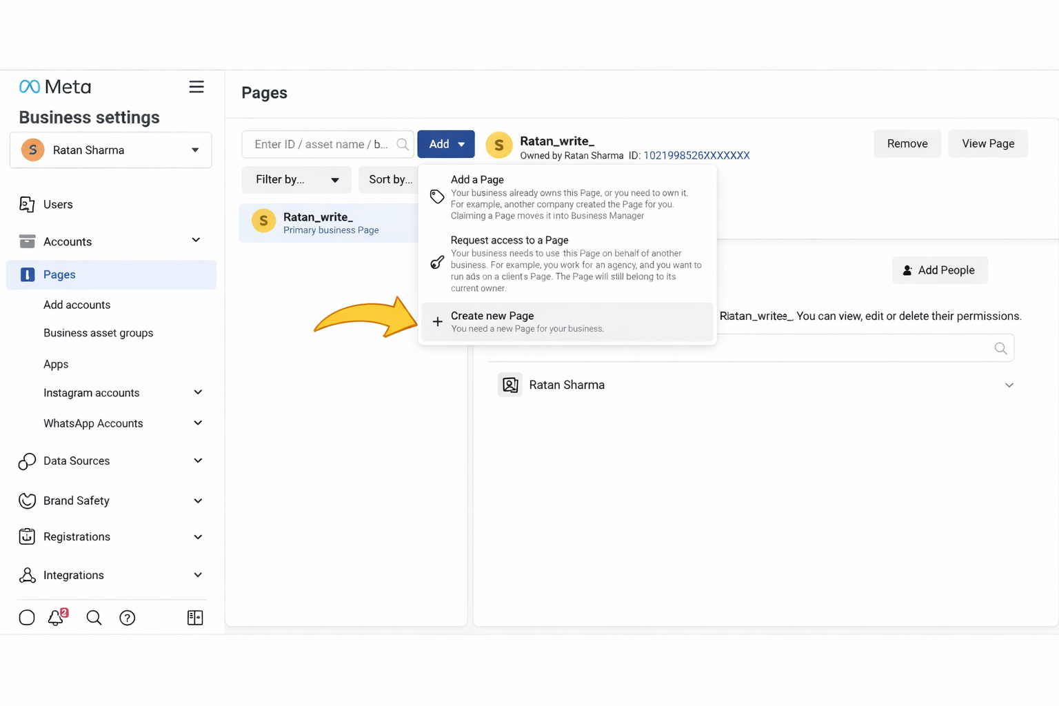 connecting facebook page to business