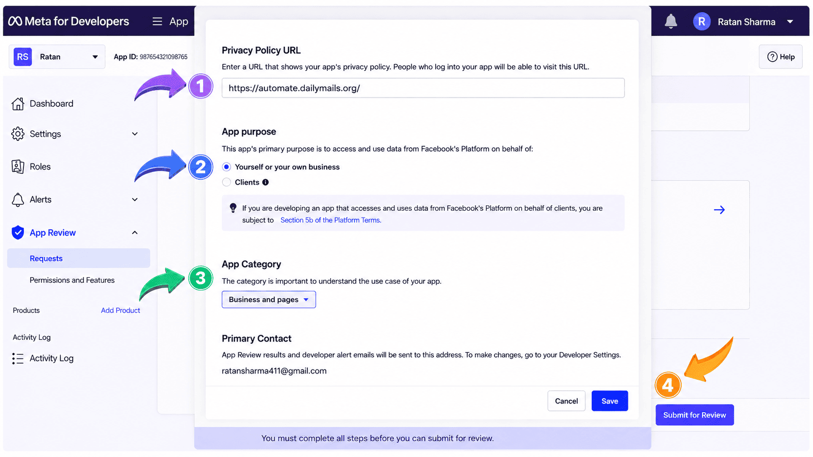 required details to submit in application