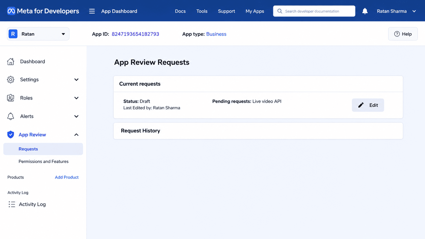 editing of app review request
