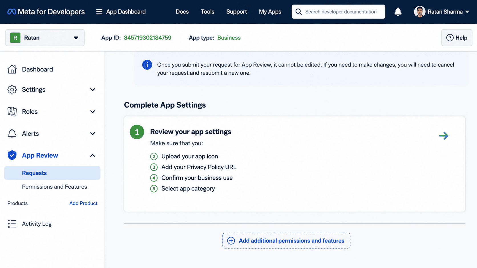 app review setting
